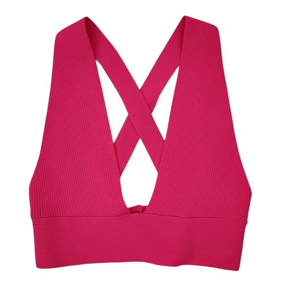 Zara Pink Ribbed Crop Top Bralette Crisscross Back Sleeveless Tank Size Small - Picture 1 of 3